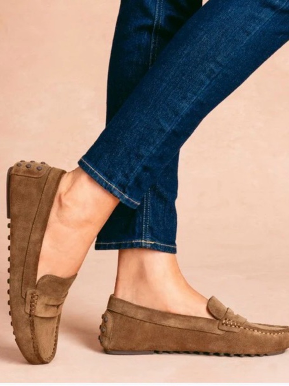 Thursday Boot Co. Brown Suede Slip-On Loafers Round Toe Moc Hand-Stitching US 8